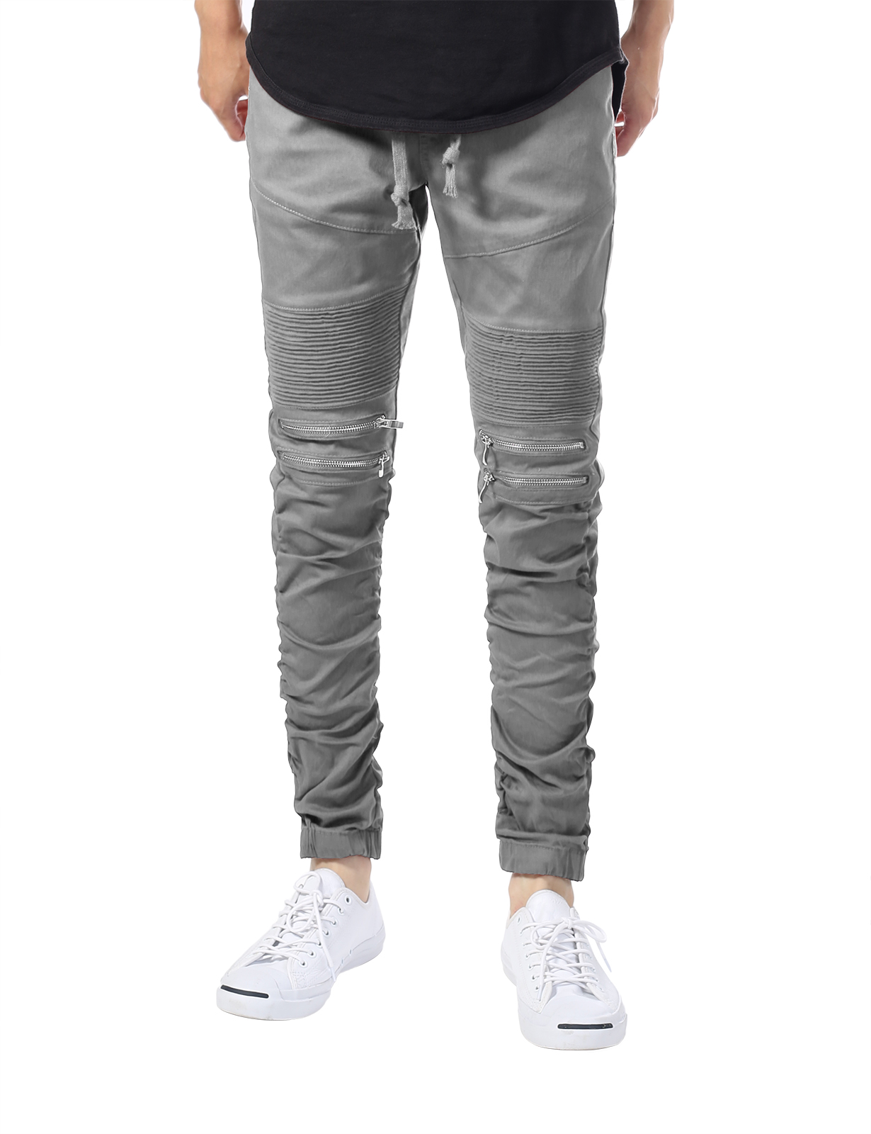 Allsense Mens Slim Fit Motor Zipper Joggers Shirring Bottom, Up to 5XL